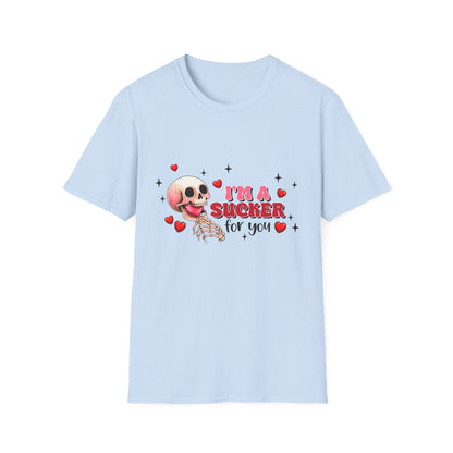 Funny Skeleton Love T-Shirt: "I'm a Sucker for You" Valentine's Day Graphic Tee - Unique Couple's Gift