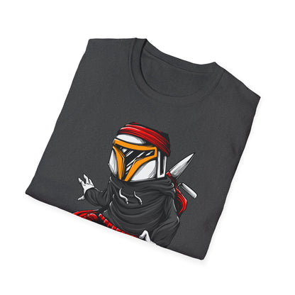 Epic Urban Mandalorian Graffiti Artist T-Shirt | Unique Sci-Fi Street Art Tee | Cool Bounty Hunter Fan Gift