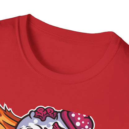 Spooky Zombie Clown Skull T-Shirt - Creepy Horror Fan Graphic Tee for Halloween & Edgy Style
