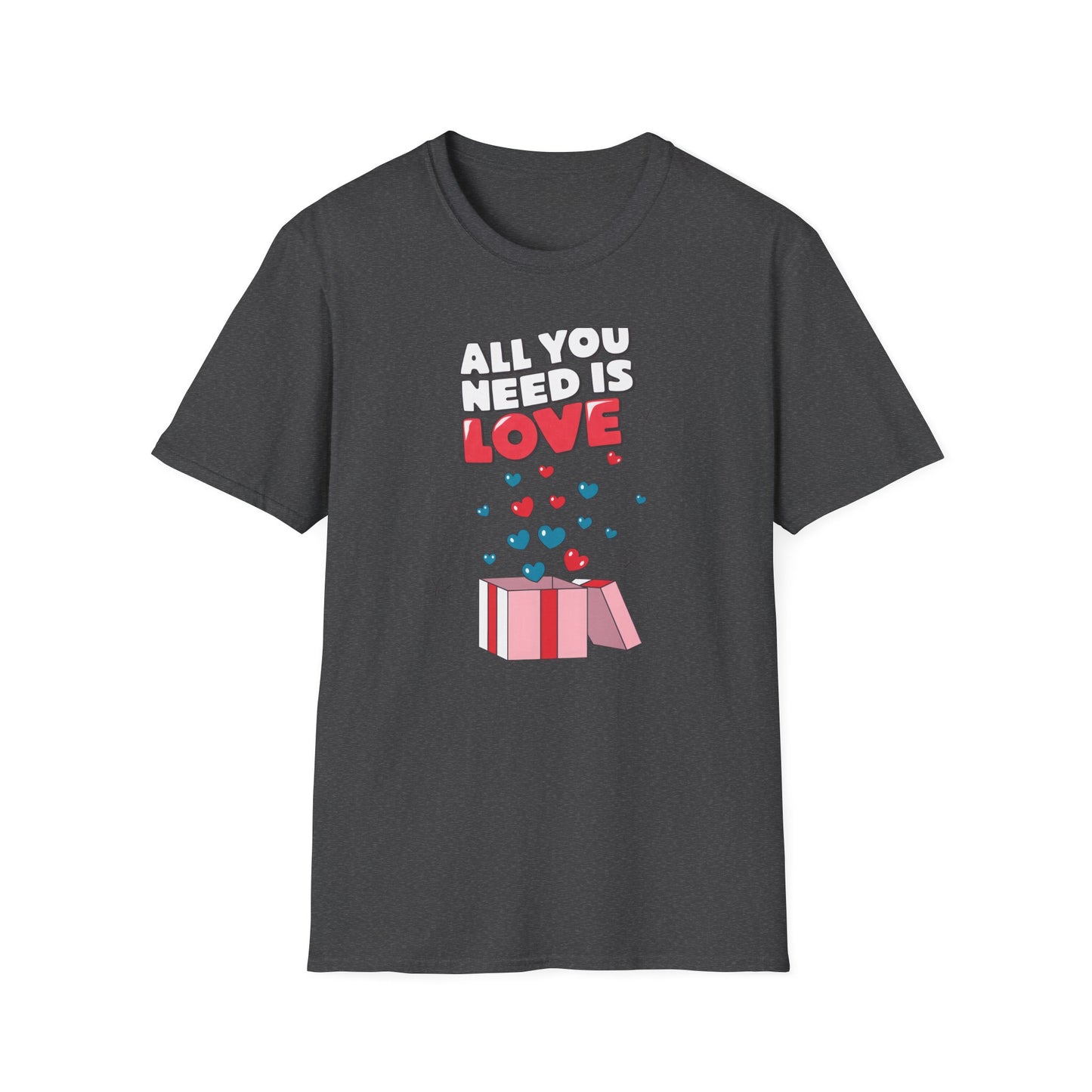 Cute All You Need Is Love T-Shirt | Sweet Heart Gift Box Tee | Romantic Valentine's Day Outfit | Adorable Love Statement Top