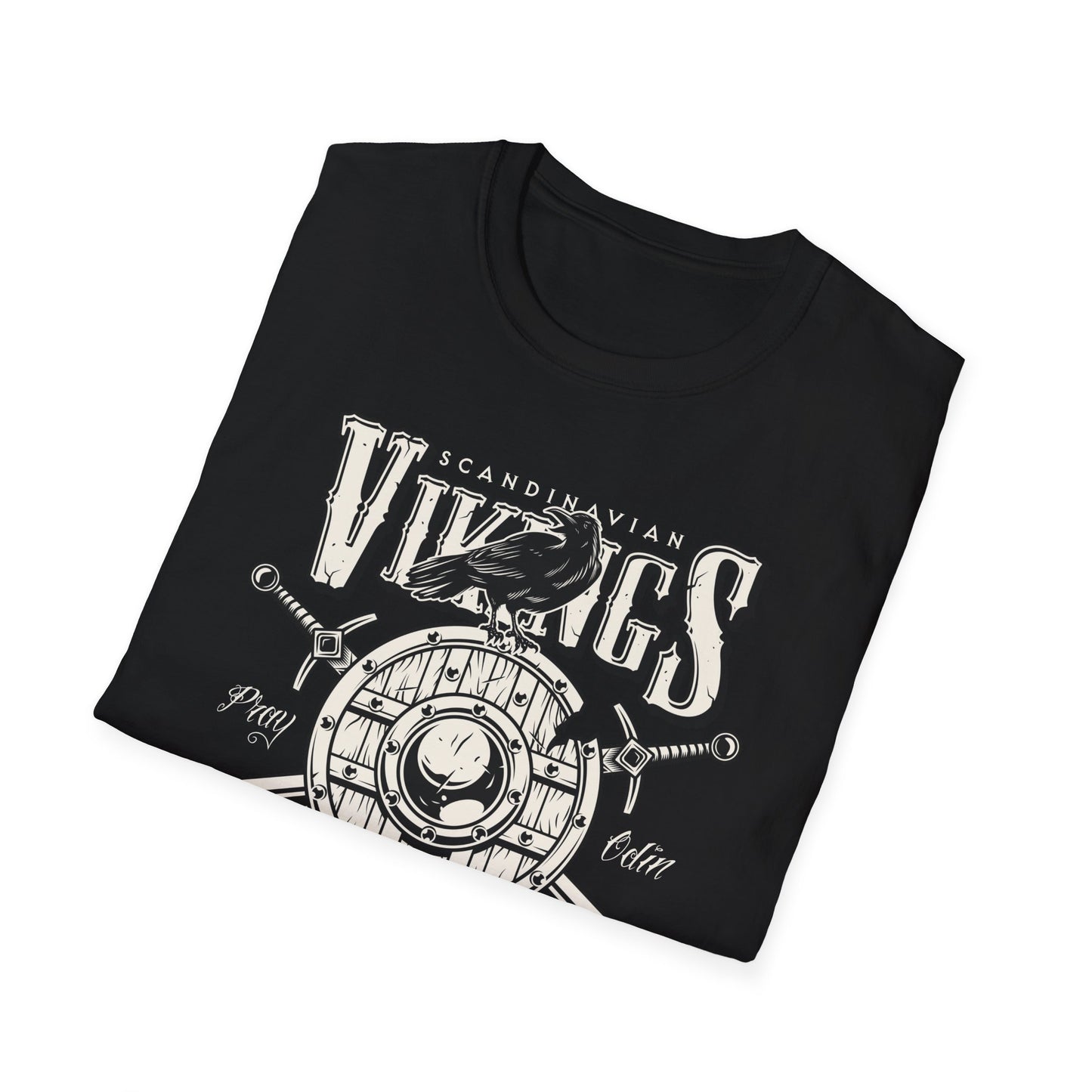 Epic Norse Viking Valhalla T-Shirt with Odin's Raven & Shield | Powerful Scandinavian Mythology Tee
