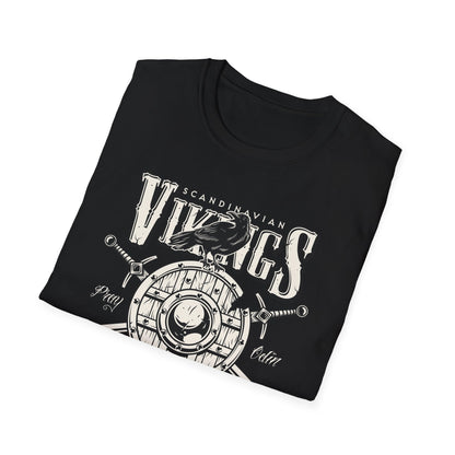 Epic Norse Viking Valhalla T-Shirt with Odin's Raven & Shield | Powerful Scandinavian Mythology Tee