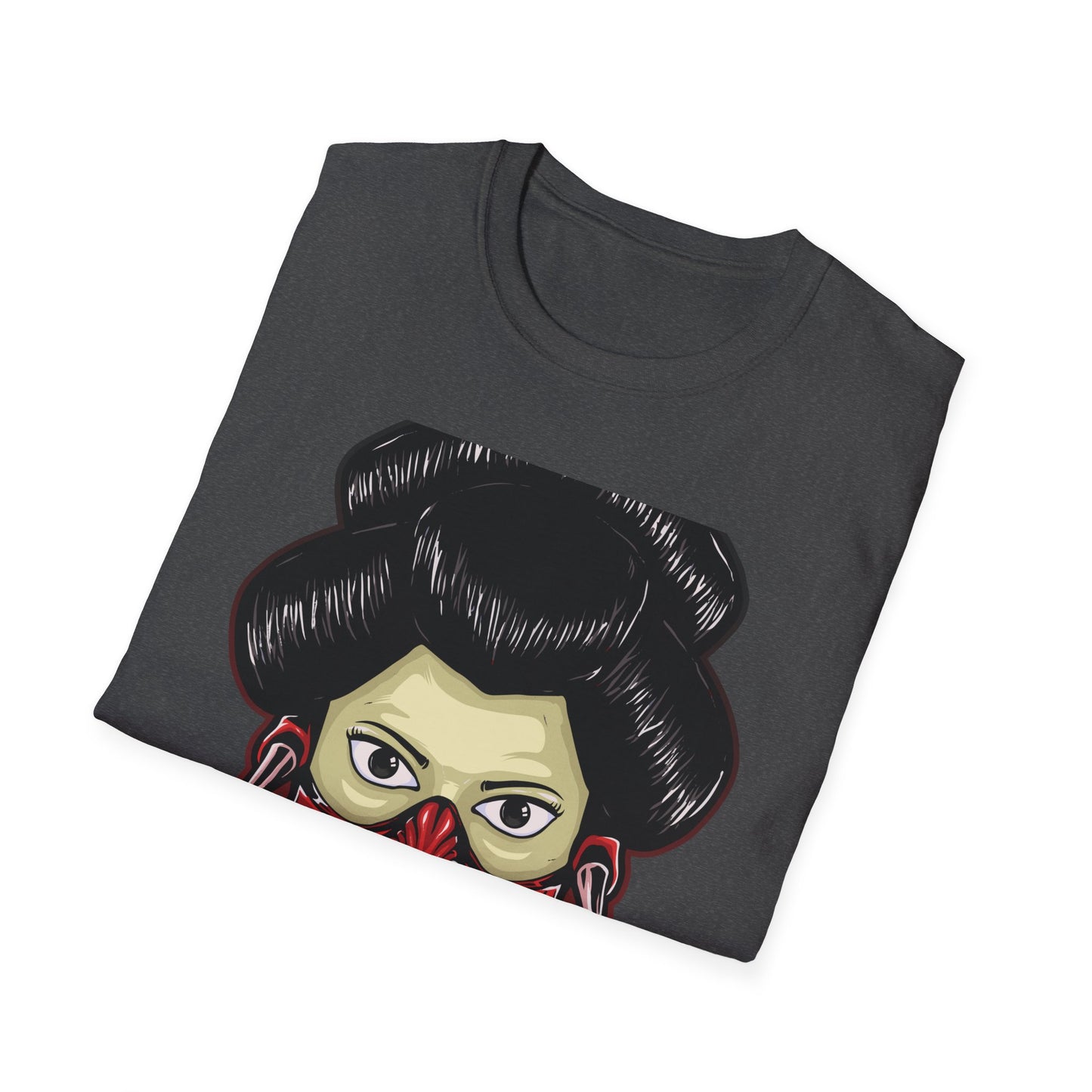 Fierce Hannya Mask T-Shirt | Striking Japanese Oni Demon Warrior Tee with Blade | Bold Traditional Art Statement Shirt