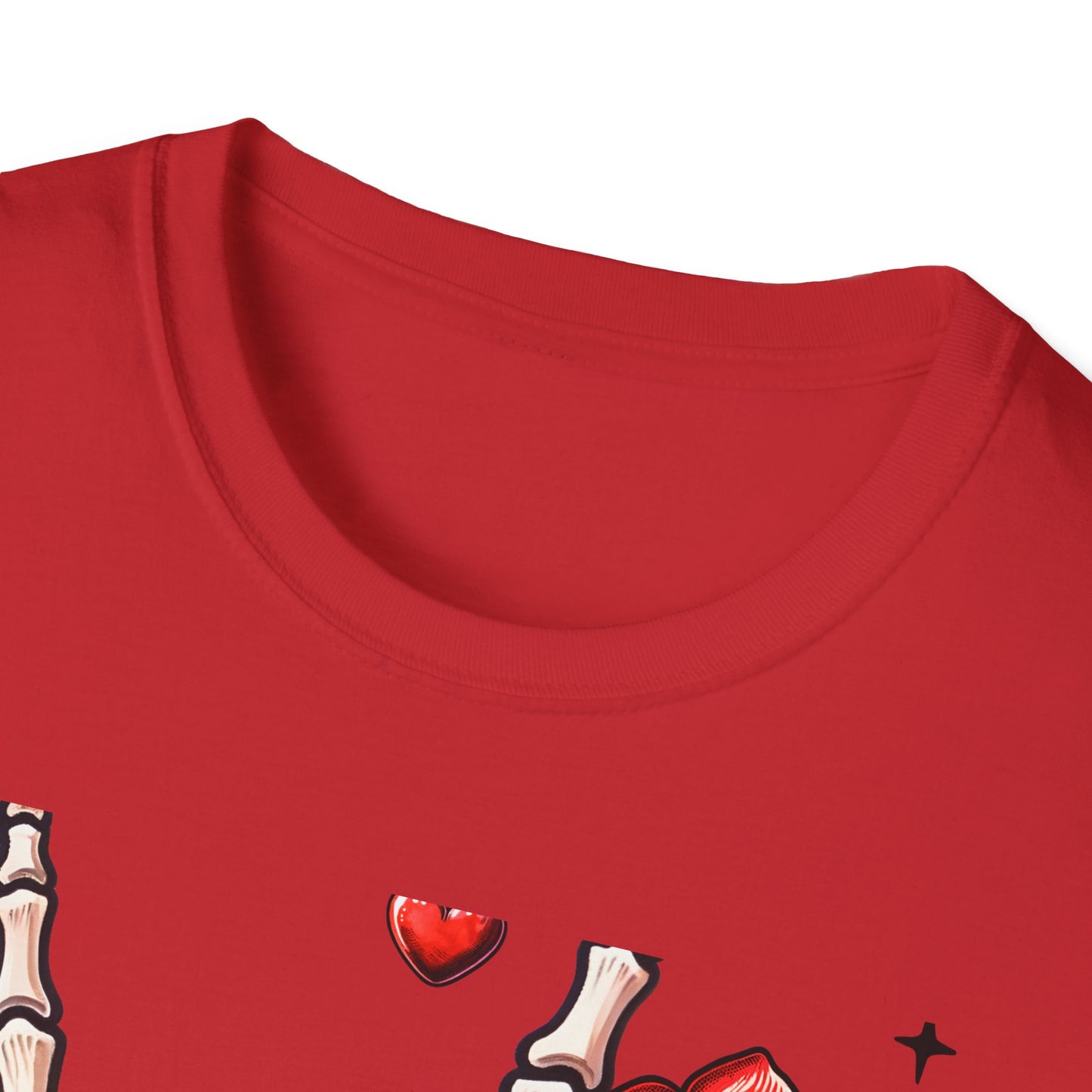 Unleash Your Dark Romance: 'Loved to Dead' Skeleton Rock Hand Rose T-Shirt | Edgy Gothic Valentine's Gift
