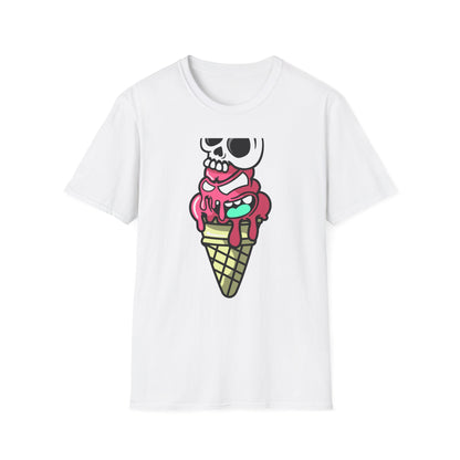 Spooky Sweet Skull Ice Cream Cone T-Shirt - Edgy Monster Dessert Tee for Goth & Punk Fans | Unique & Cool