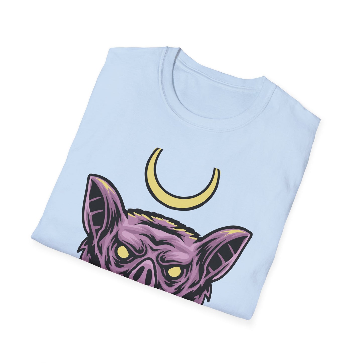 Mystical Crescent Moon Bat Creature T-Shirt - Gothic Vampire Beast Tee for Dark Fantasy & Horror Fans