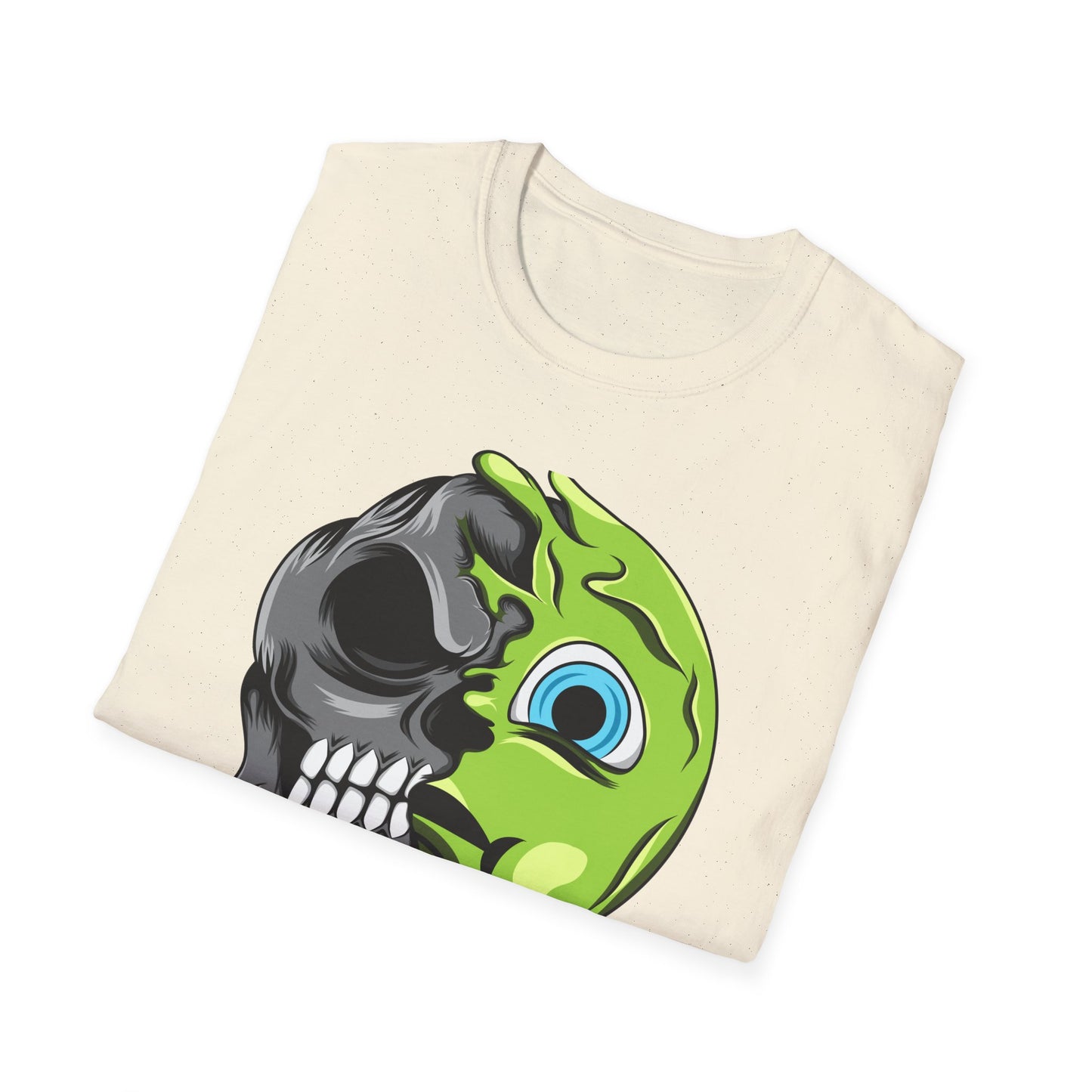 Epic Melting Skull & Slime T-Shirt - Vibrant Half-Skull Gooey Monster Graphic Tee for Edgy & Alternative Style