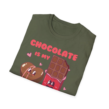 Charming Retro 'Chocolate is My Valentine' T-Shirt - Sweet Foodie & Galentine's Day Gift Tee