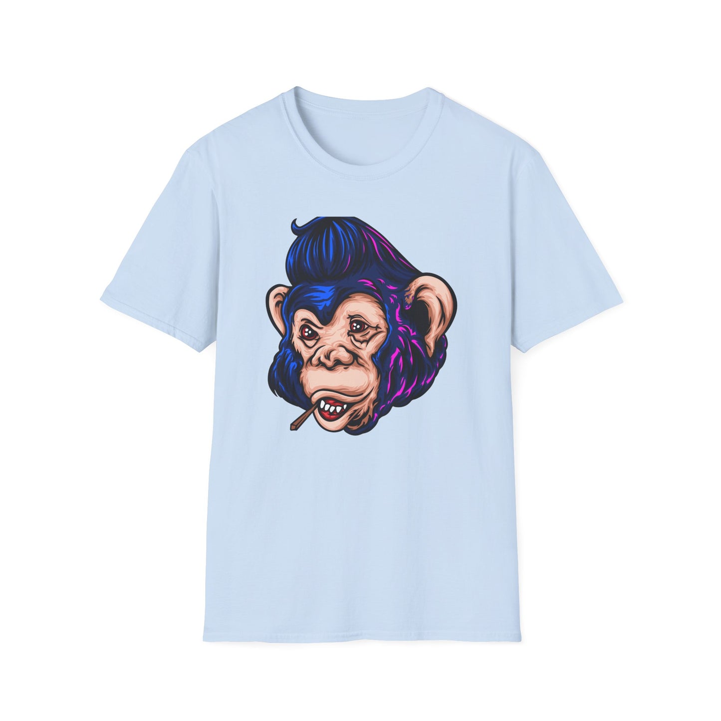 Bold Punk Chimp T-Shirt | Edgy Monkey with Attitude & Rad Pompadour Hair | Unique Streetwear Animal Art Tee