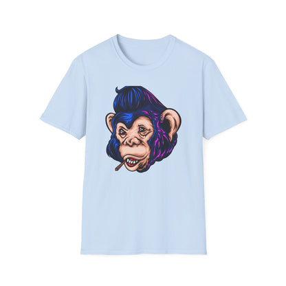 Bold Punk Chimp T-Shirt | Edgy Monkey with Attitude & Rad Pompadour Hair | Unique Streetwear Animal Art Tee