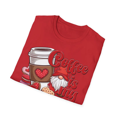 Coffee Is My Valentine Gnome T-Shirt | Charming Heart Coffee Lover Tee | Funny Anti-Valentine's Day Gift for Singles & Sweet Tooths