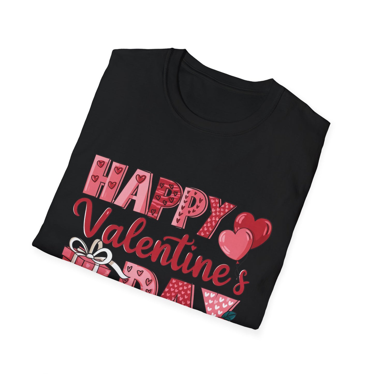 Charming Happy Valentine's Day T-Shirt | Sweet Hearts, Balloons & Rose Tee | Perfect Romantic Gift for Her