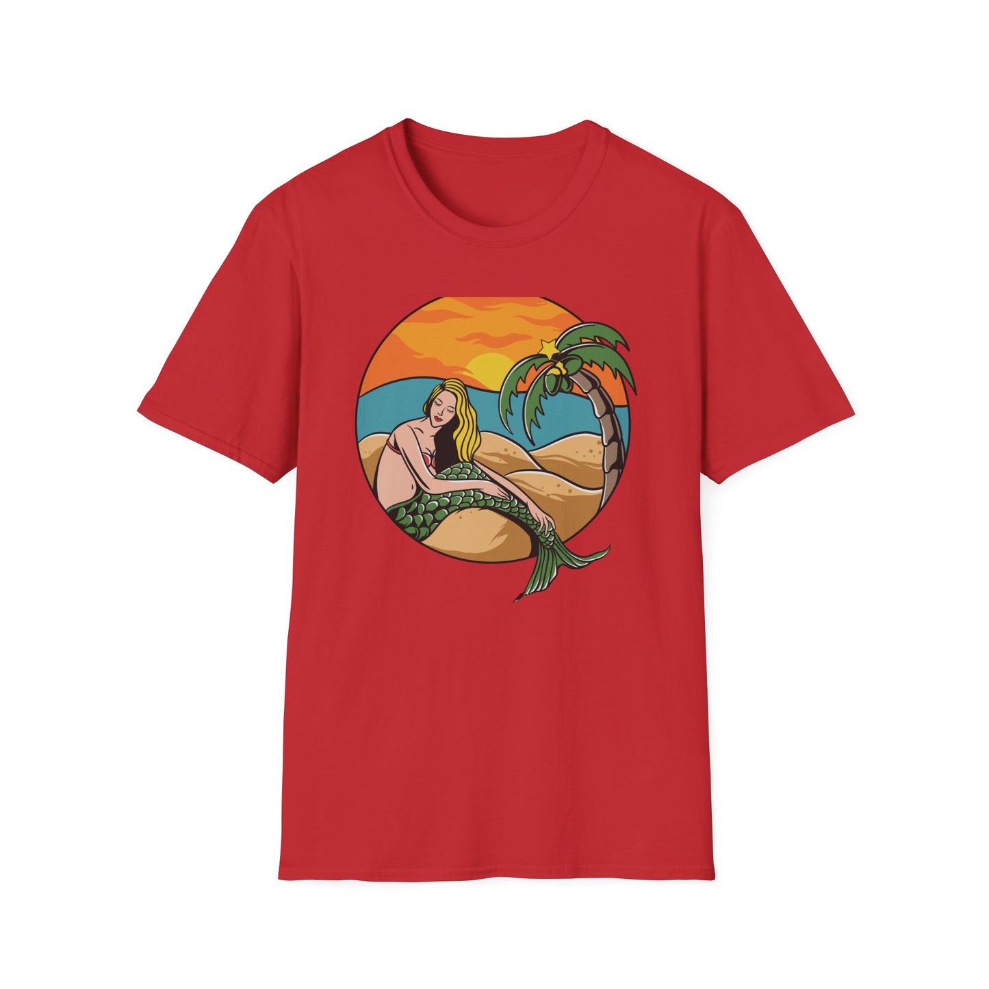 Stunning Mermaid Sunset Beach T-Shirt | Vibrant Tropical Vacation Tee for Women | Dreamy Summer Ocean Vibes
