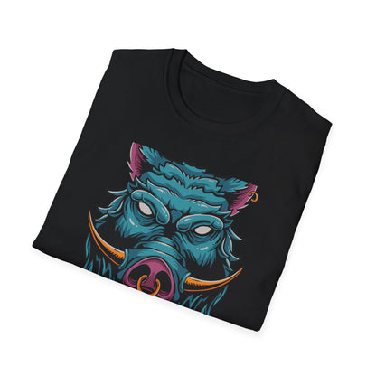 Fierce Wild Boar T-Shirt | Mystic Cyberpunk Hog Head Tee | Bold Streetwear Animal Art | Unique Tattoo Style Gift