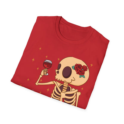Funny 'Wine is My Valentine' Skeleton T-Shirt | Hilarious Anti-Valentine's Wine Lover Tee Gift