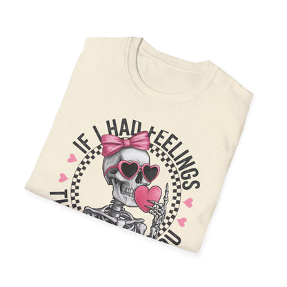 Sarcastic Skeleton Love T-Shirt | Edgy Pink Heart Sunglasses & Bow Graphic Tee | Funny Valentine's Day Gift for Her
