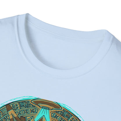 Epic Ancient Aliens T-Shirt: UFO & Pyramids with Aztec Calendar Design | Sci-Fi Mystery & Conspiracy Tee