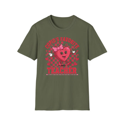 Adorable Cupid's Favorite Teacher T-Shirt - Sweet Valentine's Day Gift for Educators | Retro Heart Love Tee