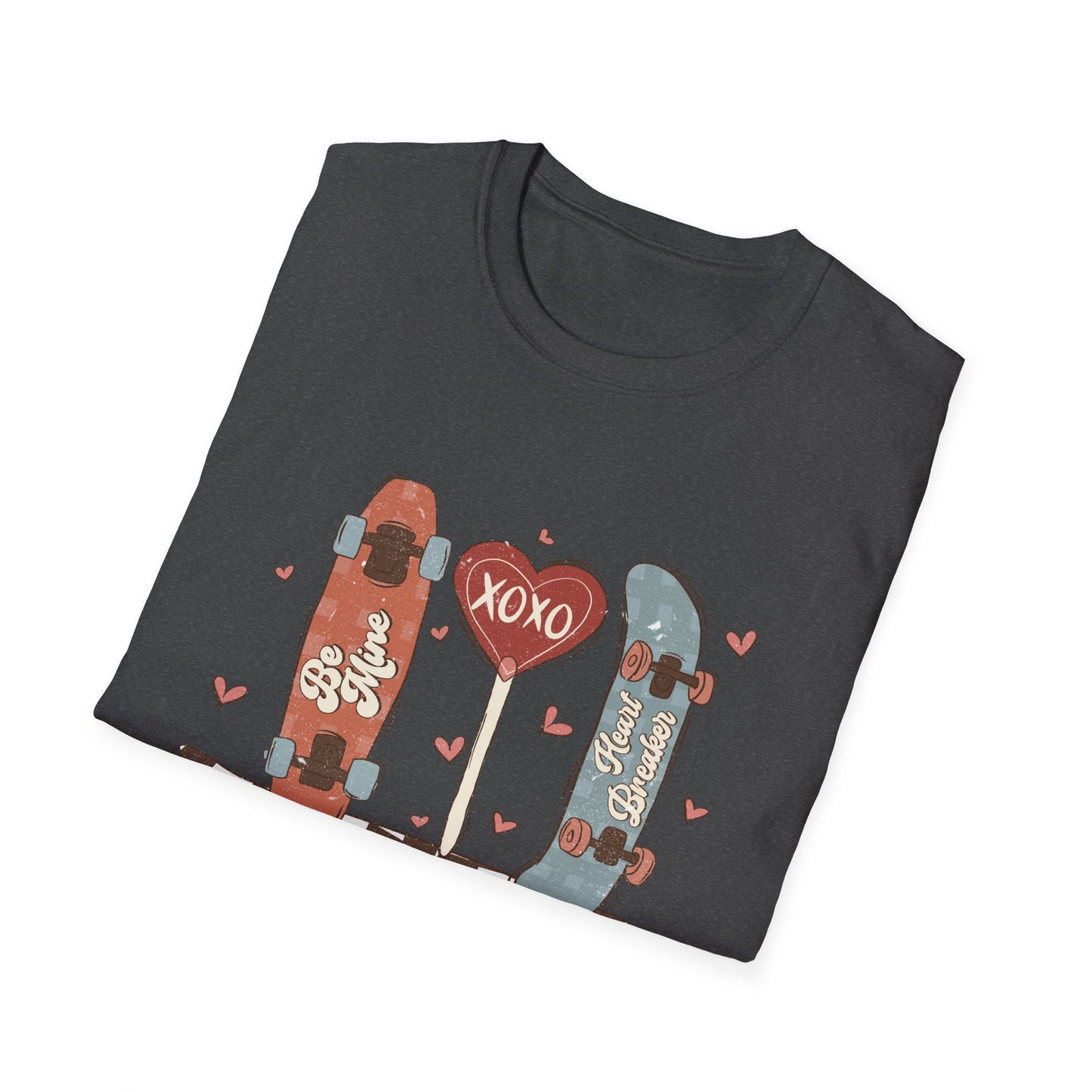 Retro Skateboard Valentine's T-Shirt | Be Mine Heart Breaker XOXO Tee | Trendy Vintage Skater Love Graphic Shirt