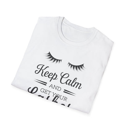 Keep Calm & Get Your Lashes Done T-Shirt | Chic Beauty Lover & Lash Tech Gift Tee | Fun, Trendy Lashes Top
