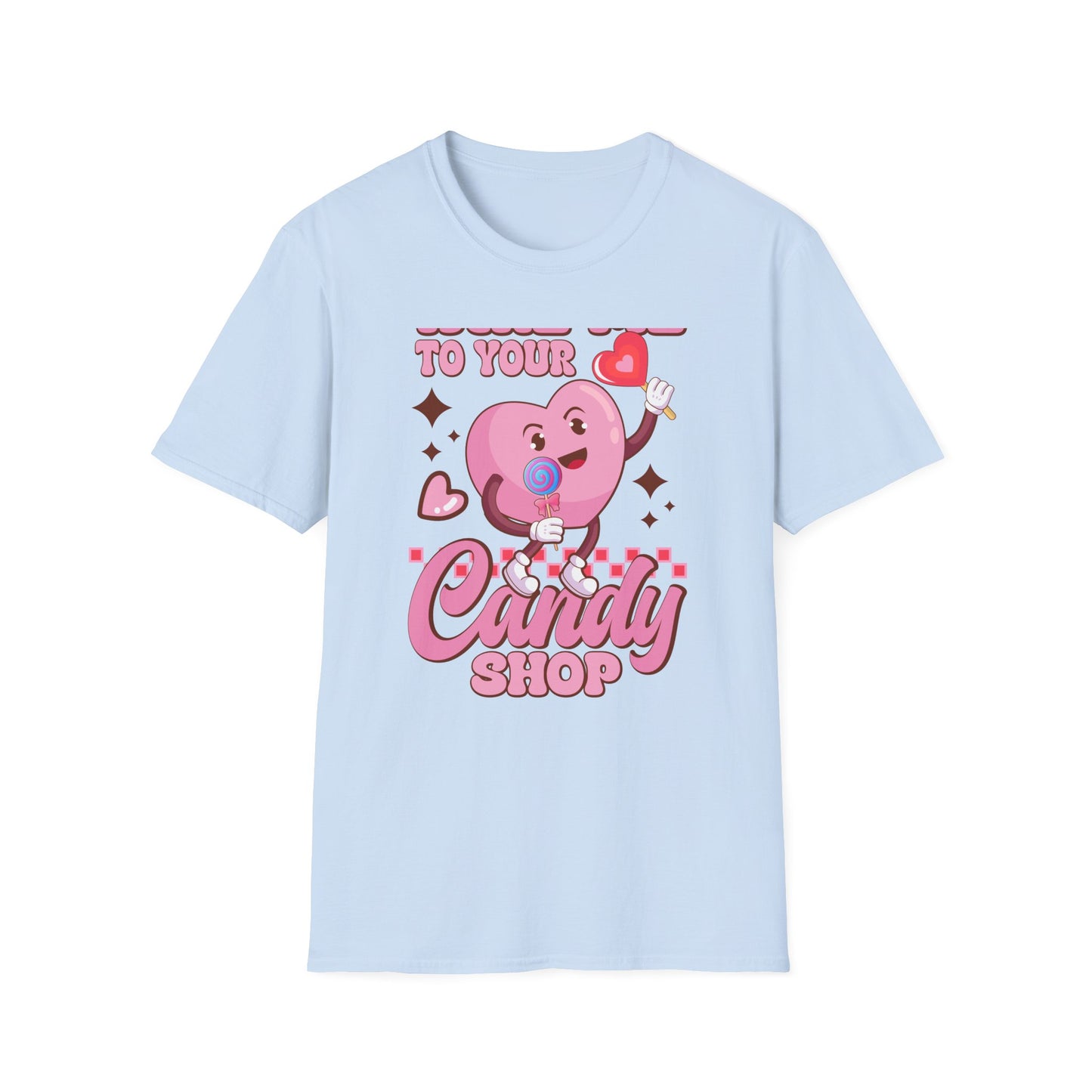Sweet & Groovy 'Take Me To Your Candy Shop' T-Shirt | Adorable Retro Heart Lollipop Tee | Perfect Valentine's Day Gift for Candy Lovers