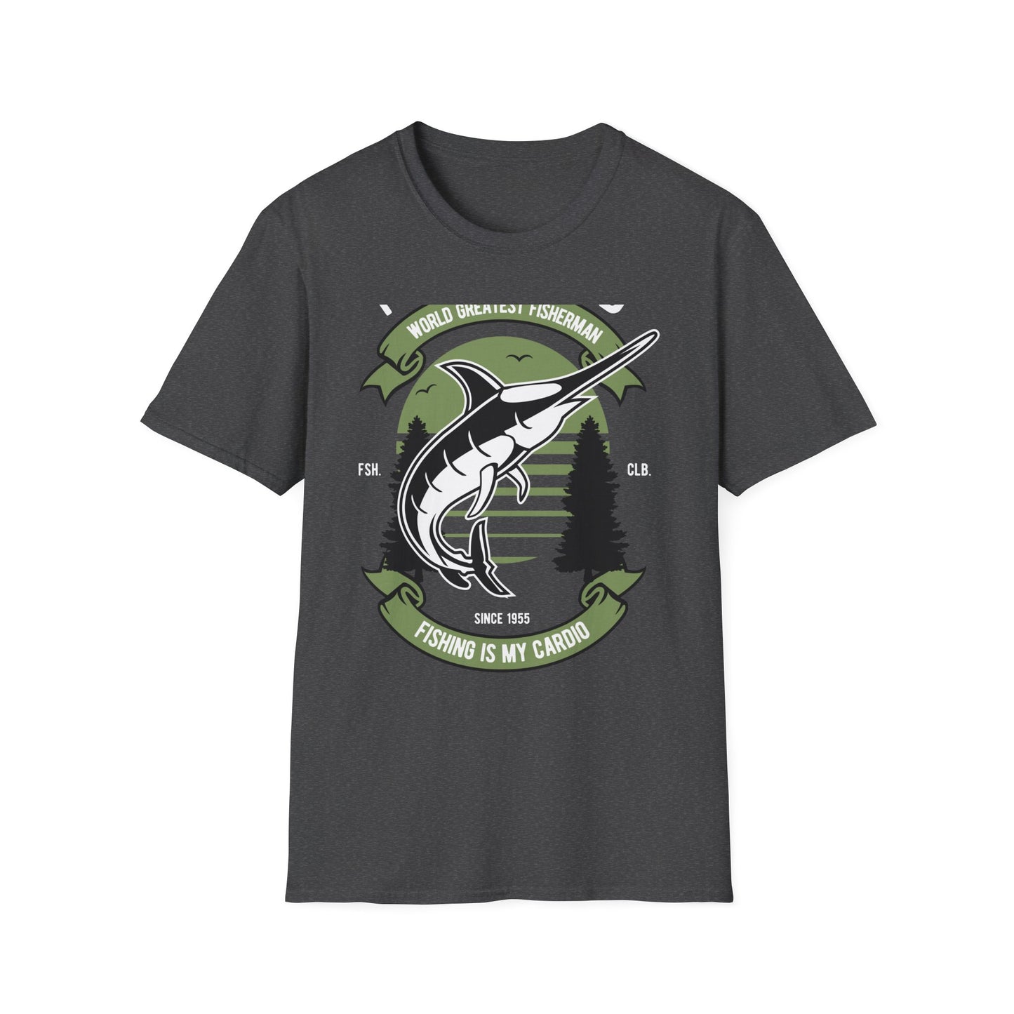 Epic World's Greatest Fisherman Marlin T-Shirt - 'Fishing Is My Cardio' Angler Tee Gift for Dad & Deep Sea Enthusiasts