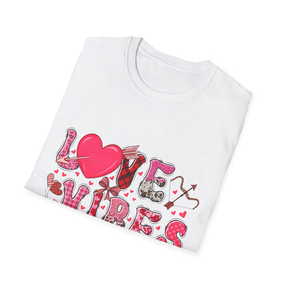 Charming Love Vibes T-Shirt | Trendy Valentine's Day Hearts, Plaid & Leopard Print Tee for Women