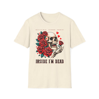 Epic 'Roses Are Red Inside I'm Dead' T-Shirt | Edgy Skull & Rose Gothic Tee | Dark Humor Statement Apparel