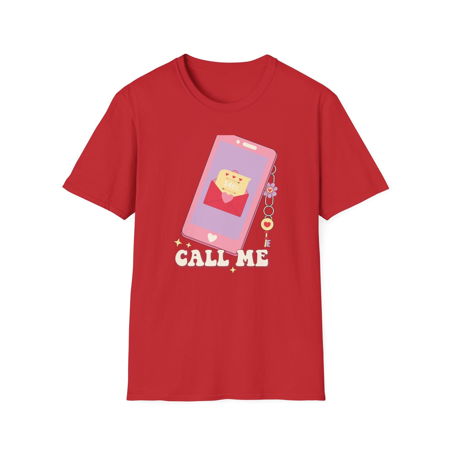 Sweet 'Call Me' Valentine's Day T-Shirt | Retro Love Letter Phone Tee | Adorable Romantic Gift for Her & Him