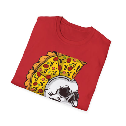 Epic Pizza Mohawk Skull T-Shirt | Radical Foodie & Punk Rock Style Tee | Unique Apparel for Men & Women