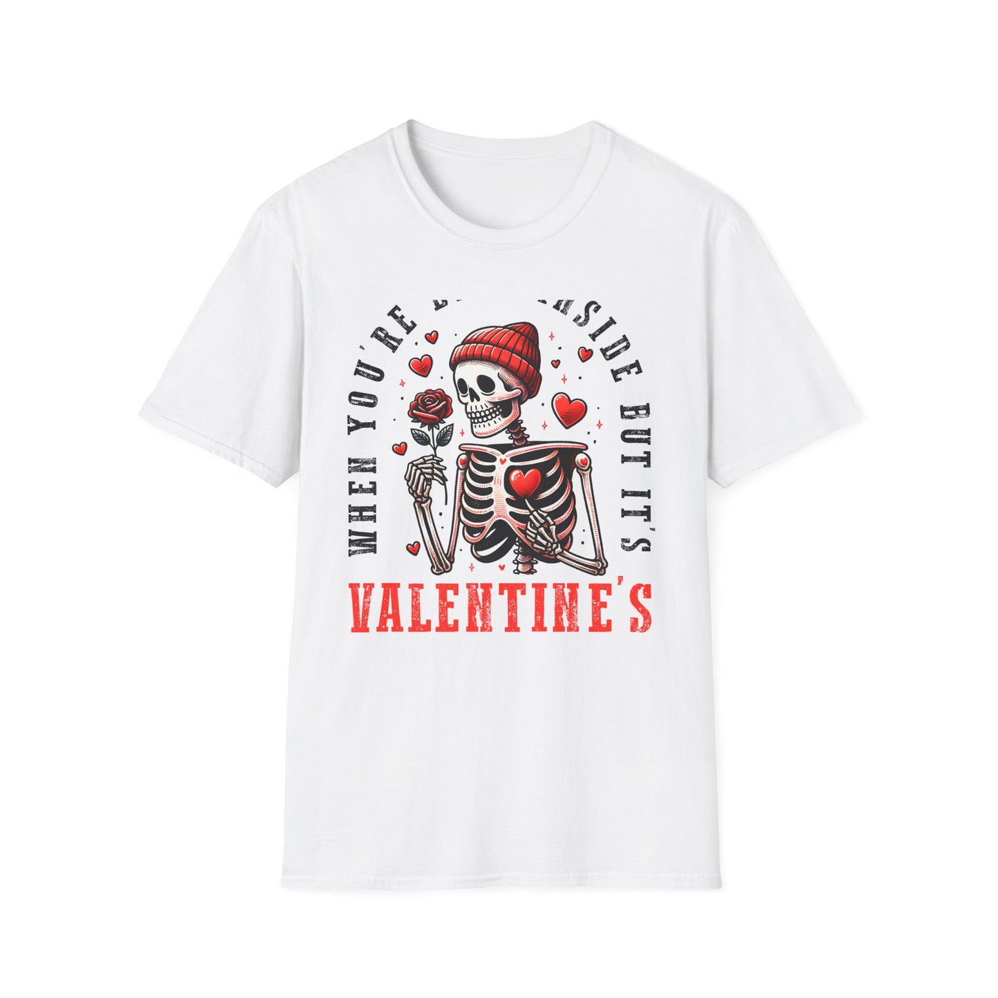 Awesome 'Dead Inside' Skeleton Valentine's T-Shirt | Unique Sarcastic Anti-Love Tee Gift for Emo & Goth Souls
