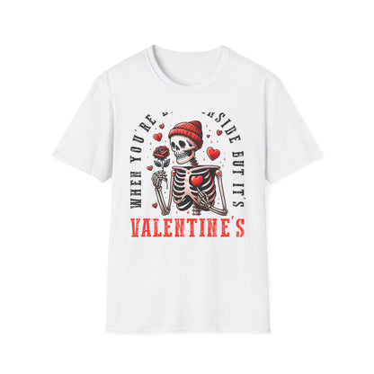 Awesome 'Dead Inside' Skeleton Valentine's T-Shirt | Unique Sarcastic Anti-Love Tee Gift for Emo & Goth Souls