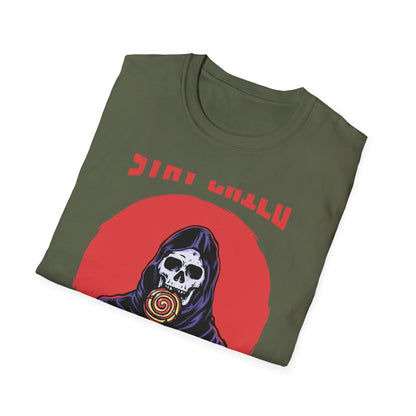 Stay Child Grim Reaper Lollipop T-Shirt - Edgy Skeleton & Candy Tee for Dark Humor Fans | Awesome Unique Graphic Apparel