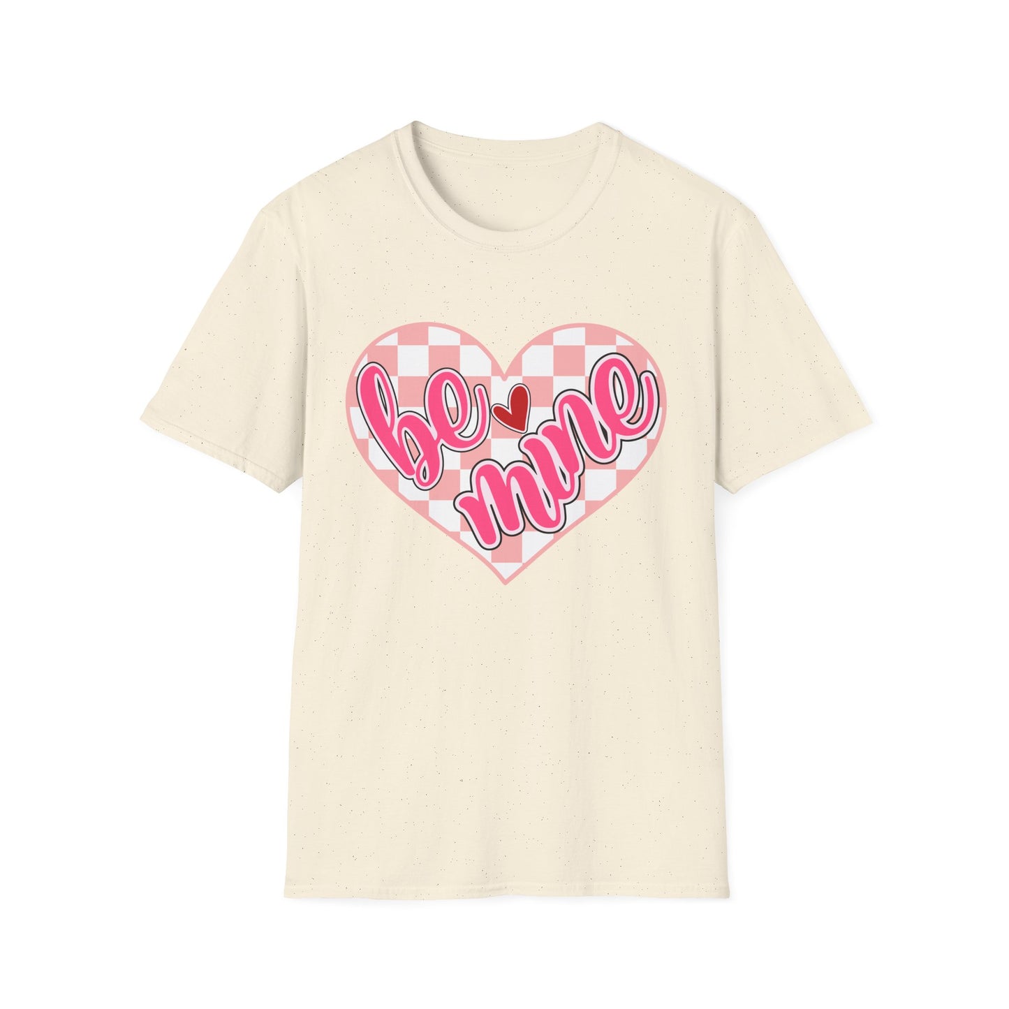 Trendy 'Be Mine' Valentine's T-Shirt | Cute Pink Checkerboard Heart Tee | Retro Y2K Love Gift for Her