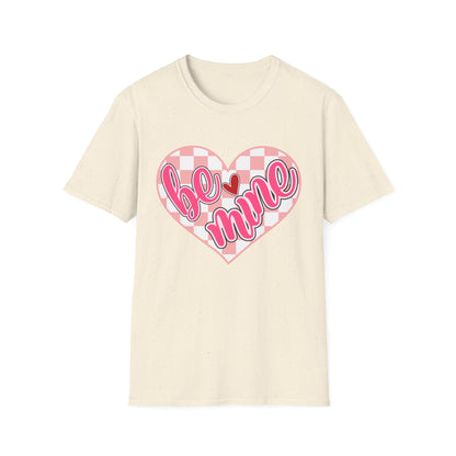 Trendy 'Be Mine' Valentine's T-Shirt | Cute Pink Checkerboard Heart Tee | Retro Y2K Love Gift for Her