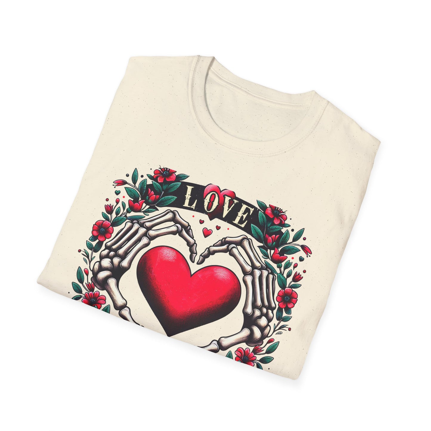 Stunning Love Forever Skeleton Hands Heart T-Shirt | Gothic Romance Till Death Do Us Part Tee | Unique Couple's Gift