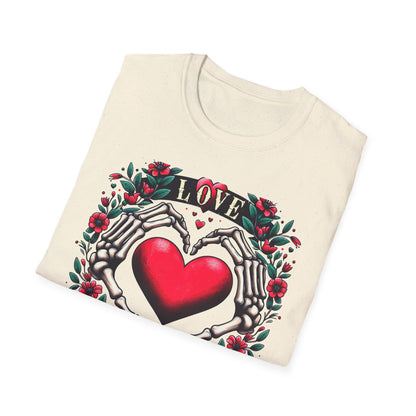 Stunning Love Forever Skeleton Hands Heart T-Shirt | Gothic Romance Till Death Do Us Part Tee | Unique Couple's Gift