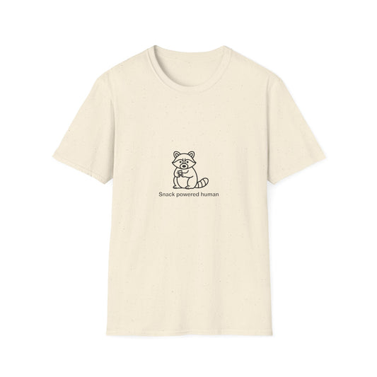 Adorable Raccoon 'Snack Powered Human' T-Shirt - Hilarious Foodie & Animal Lover Tee, Perfect Comfy Gift!