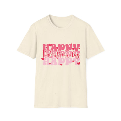 Groovy Happy Valentine's Day T-Shirt | Retro Pink Hearts Love Tee | Cute Festive Cupid Shirt for Women & Men