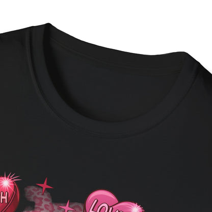 Empowering "You Are" Self-Love T-Shirt: Sweet Candy Heart Affirmations & Chic Leopard Print for Her