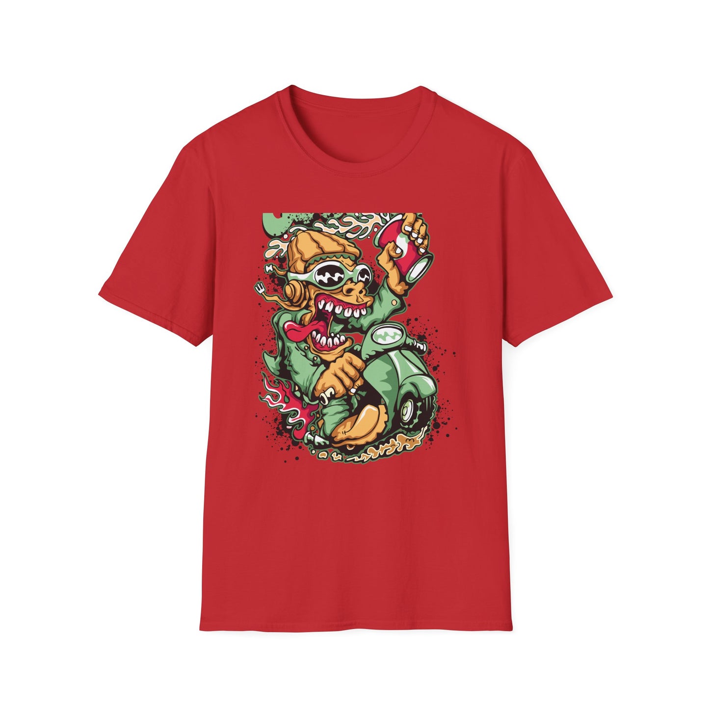 Rad Go Scoot Monster Rider T-Shirt - Unique Urban Cartoon Scooter Streetwear Tee