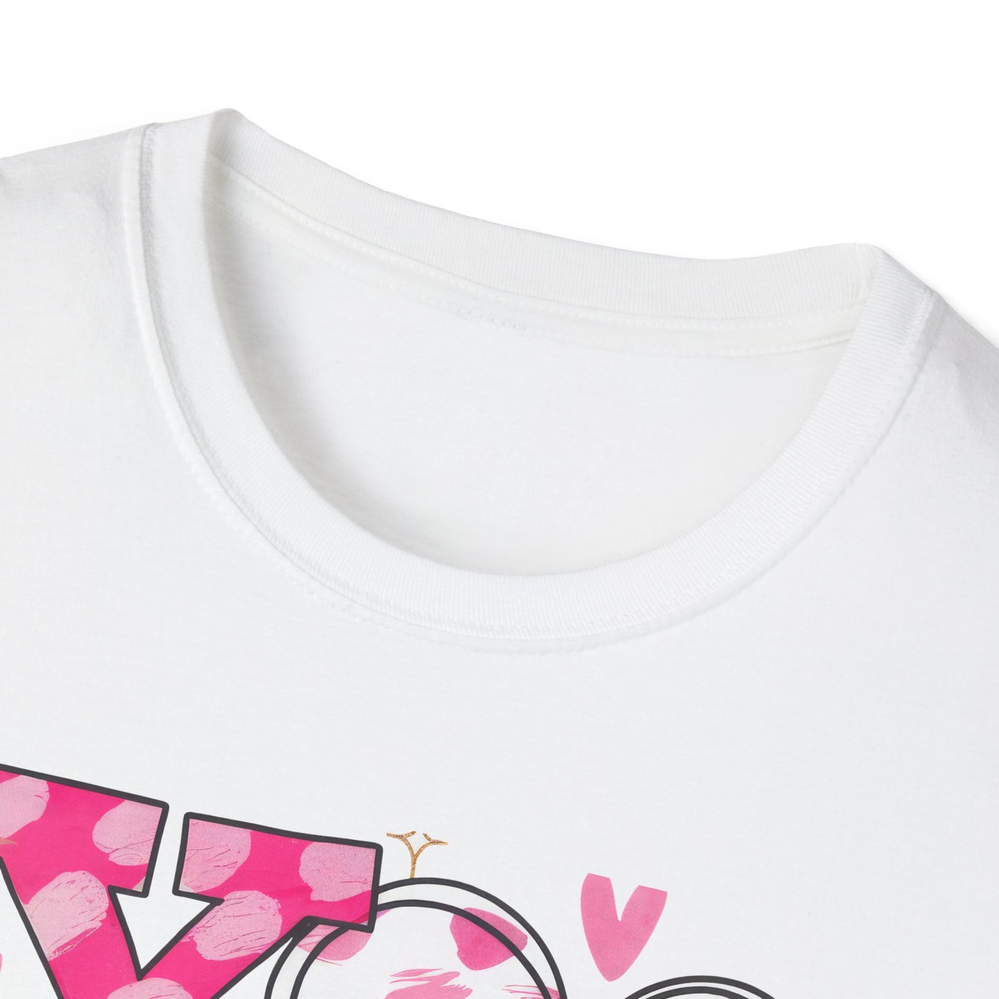 Sparkling XOXO Love Hearts T-Shirt | Chic Pink Polka Dot & Brushstroke Tee | Perfect Valentine's Day & Everyday Wear