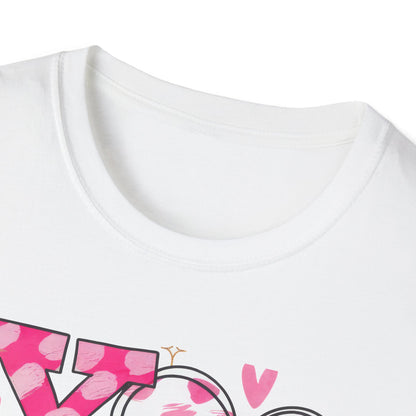 Sparkling XOXO Love Hearts T-Shirt | Chic Pink Polka Dot & Brushstroke Tee | Perfect Valentine's Day & Everyday Wear
