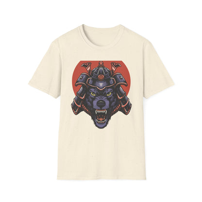 Dominant Samurai Wolf T-Shirt | Fierce Japanese Warrior Beast Kabuto Design | Men's Unique Graphic Tee