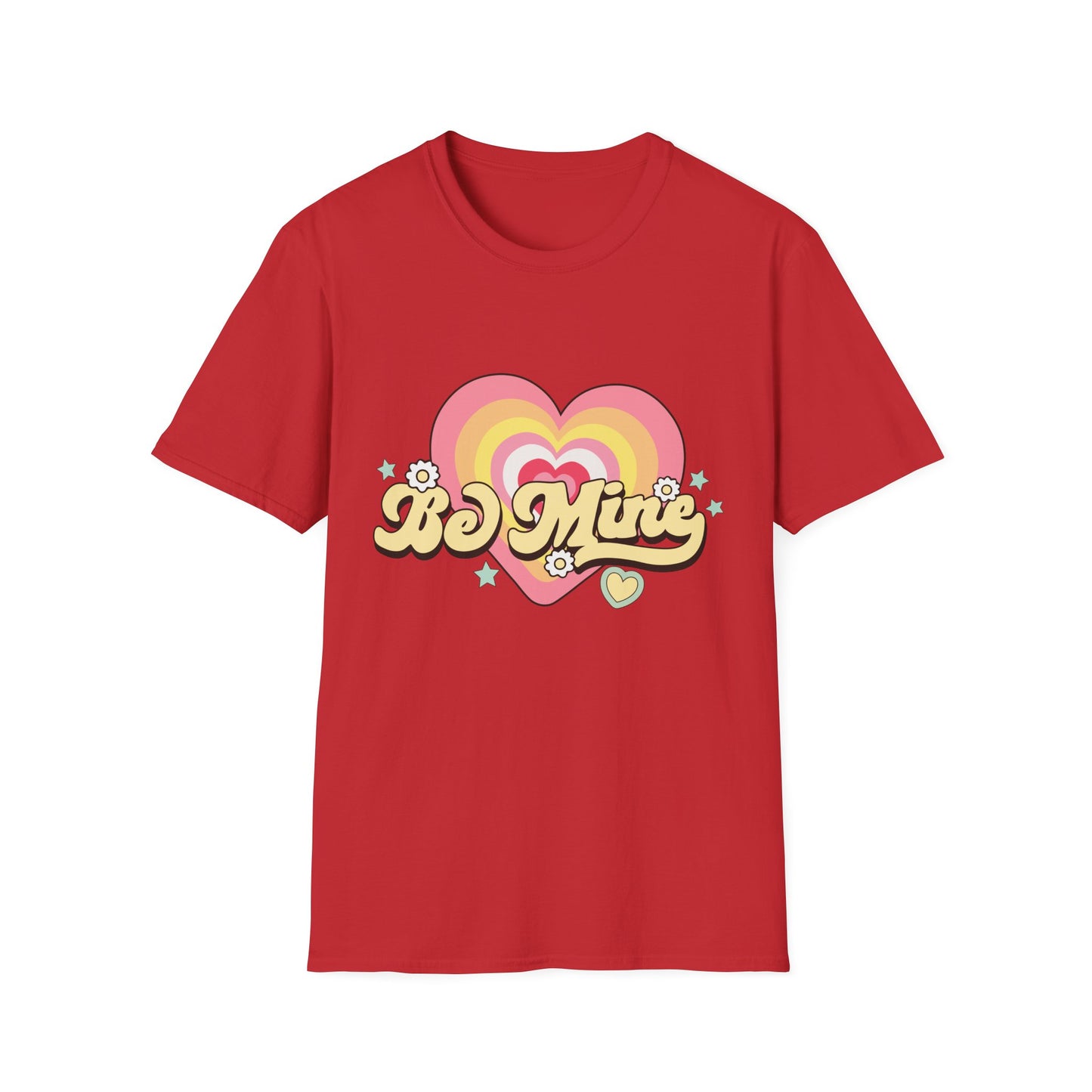 Groovy Be Mine Heart T-Shirt | Retro Pastel Valentine's Day Love Tee for Her | Adorable & Sweet Gift