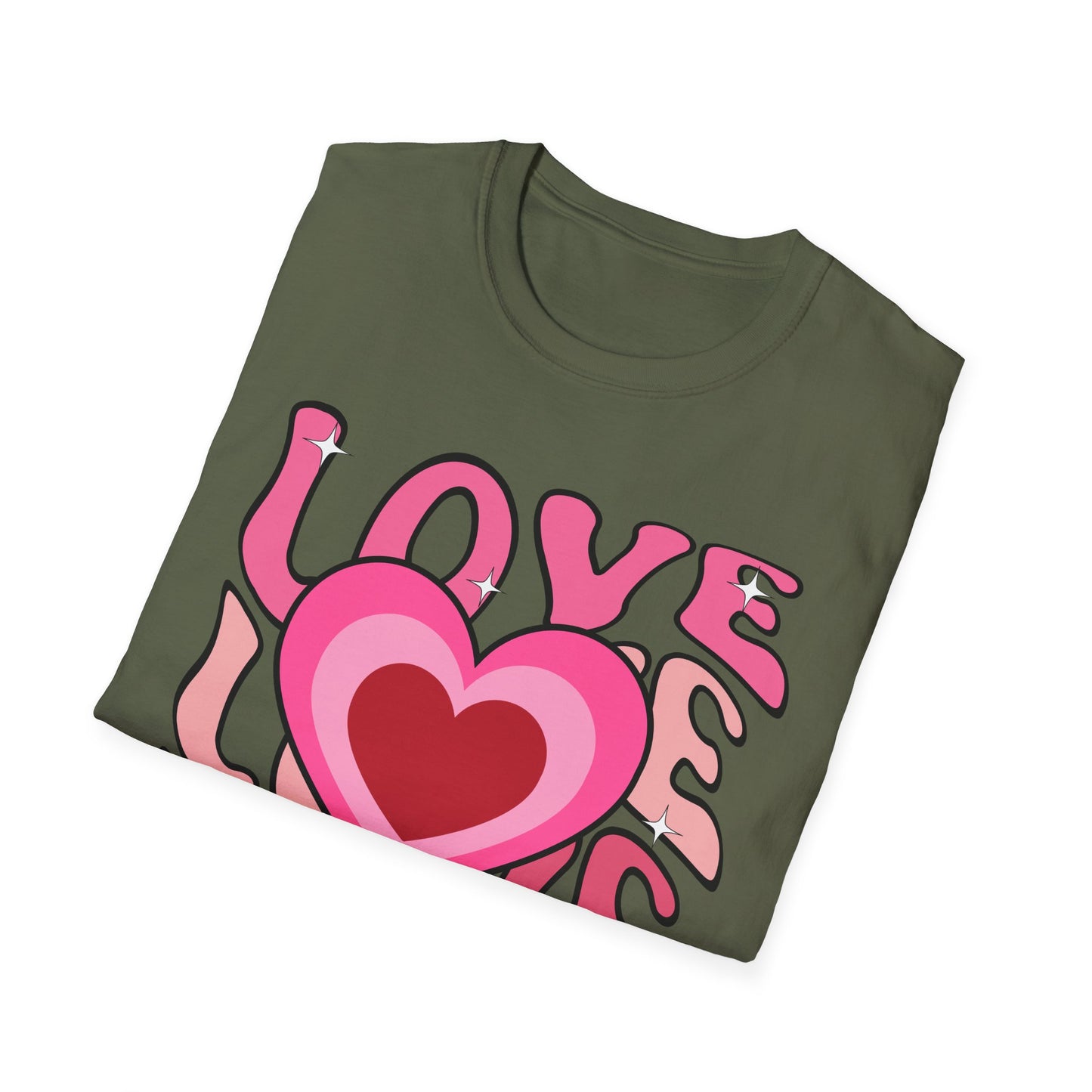 Groovy Pink Love Heart T-Shirt | Retro Y2K Sparkle Tee | Adorable Valentine's Day Gift for Her & Him