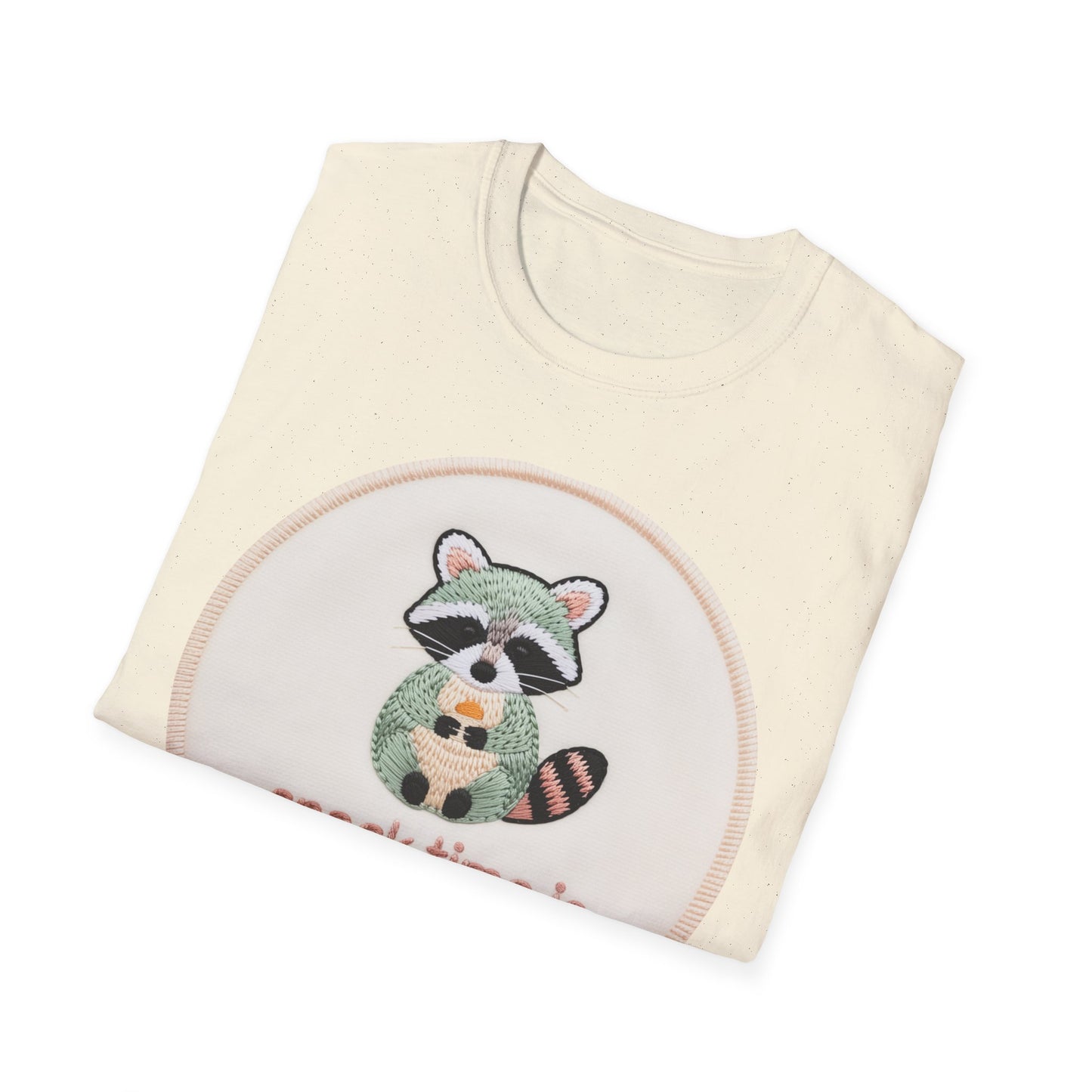 Charming Embroidered Raccoon T-Shirt - "Snack Time Is Mandatory" Cute Animal Lover & Foodie Tee