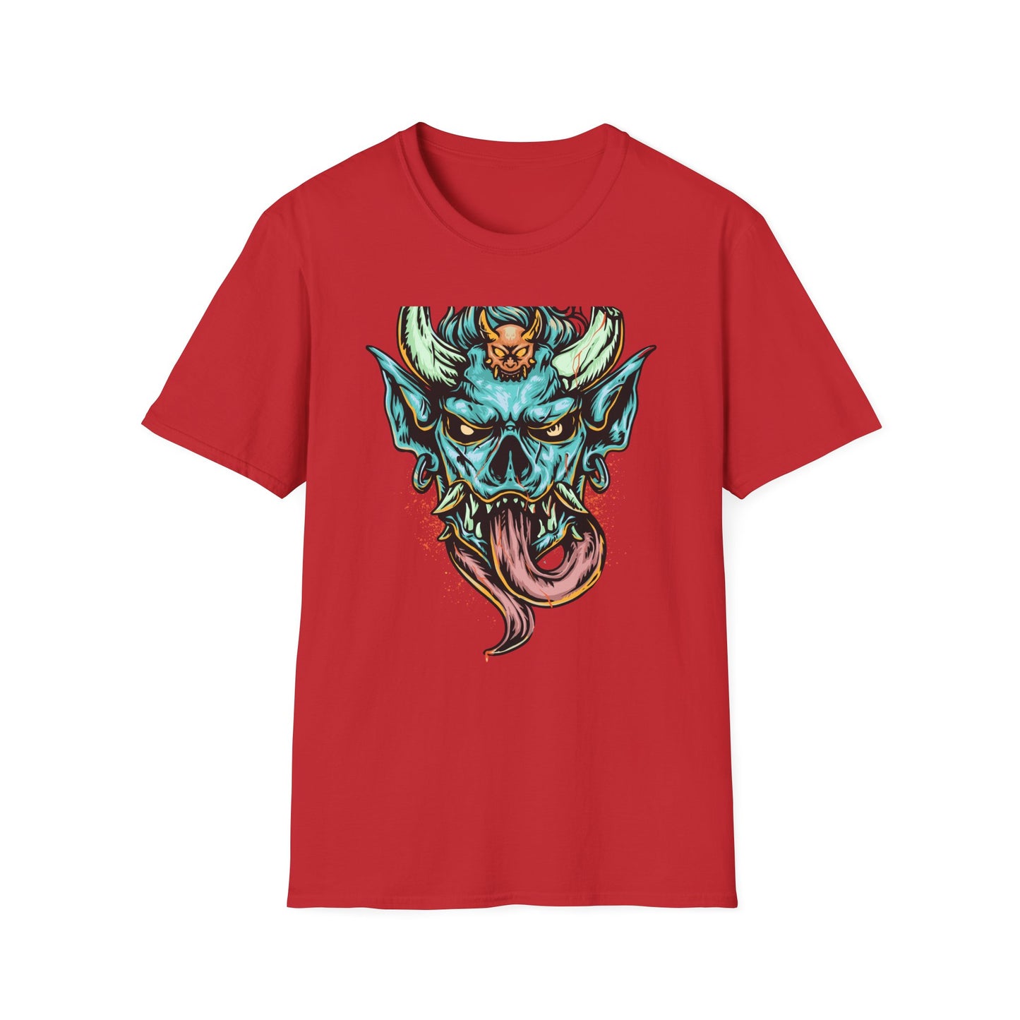 Vibrant Oni Demon Mask T-Shirt | Epic Japanese Folklore Monster Tee | Bold Streetwear & Goth Style Apparel