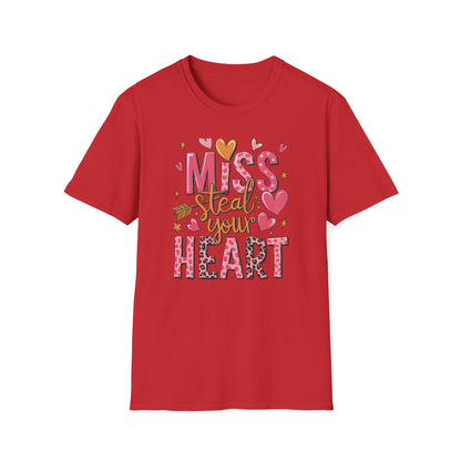 Miss Steal Your Heart T-Shirt | Adorable Valentine's Day Love Tee | Pink Leopard Print & Cupid's Arrow Shirt