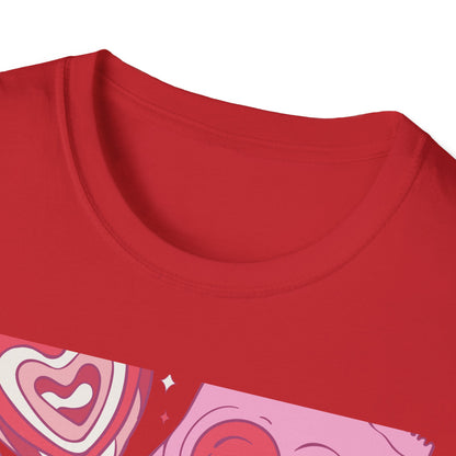 Hey Sugar Retro T-Shirt | Sweet Heart Lollipop & Candy Tee | Valentine's Day Love Gift | Cute Groovy Pink Design for Her